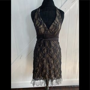 Black lace halter dress